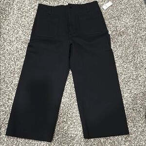 Anthropologie Black Wide Leg Cropped Pants